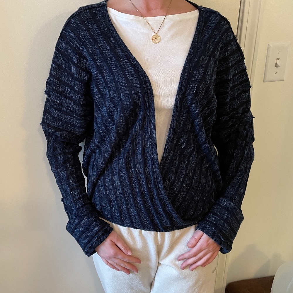 NWOT Free People Navy Ribbed Crossover Size Medium